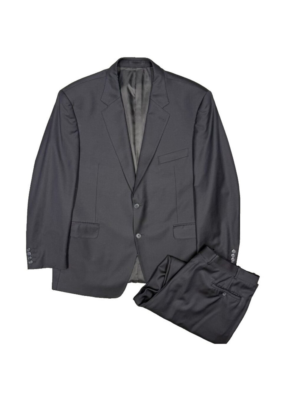 Korry's Clothiers Suit 2pc 110s Wool Made in Canada Black 46R 38x31